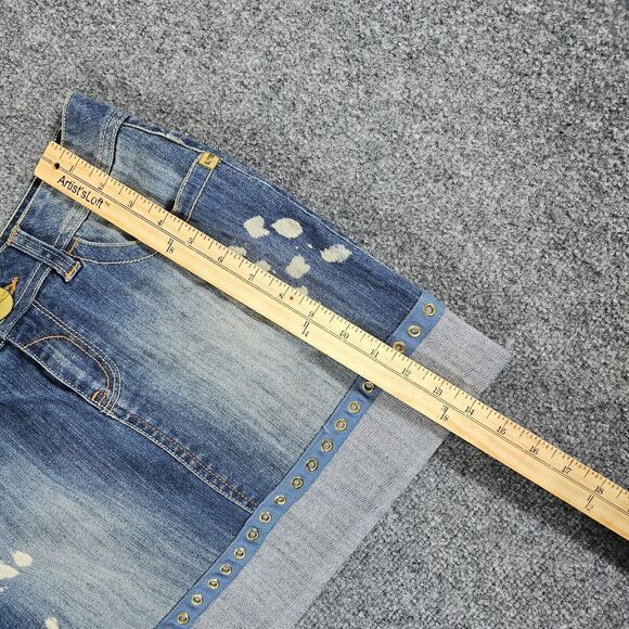 Y2K Rocawear Gold Chain Bling Denim Mini Skirt Blue Women's Size 5 Act 27x14 - Picture 8 of 8